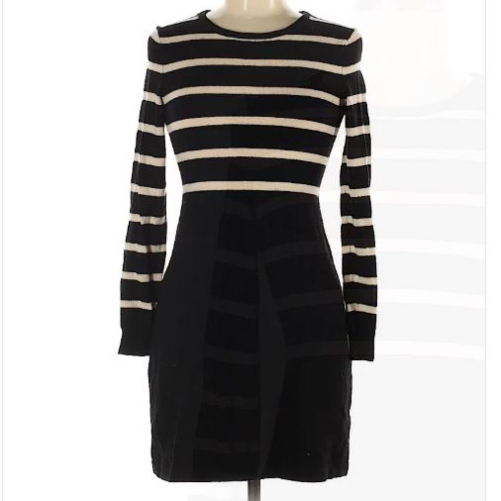 Alice & Olivia Color Block Striped Wool Dress Sz M - image 1